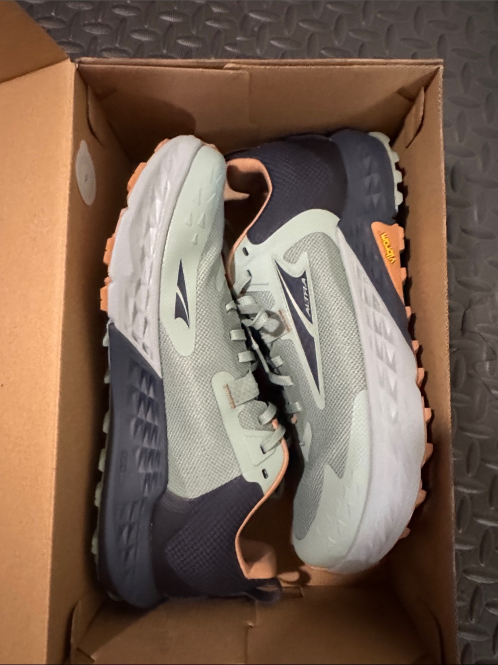 Altra Men's Timp 5 Trail Running Shoes - Sage Green, Gray, and Orange